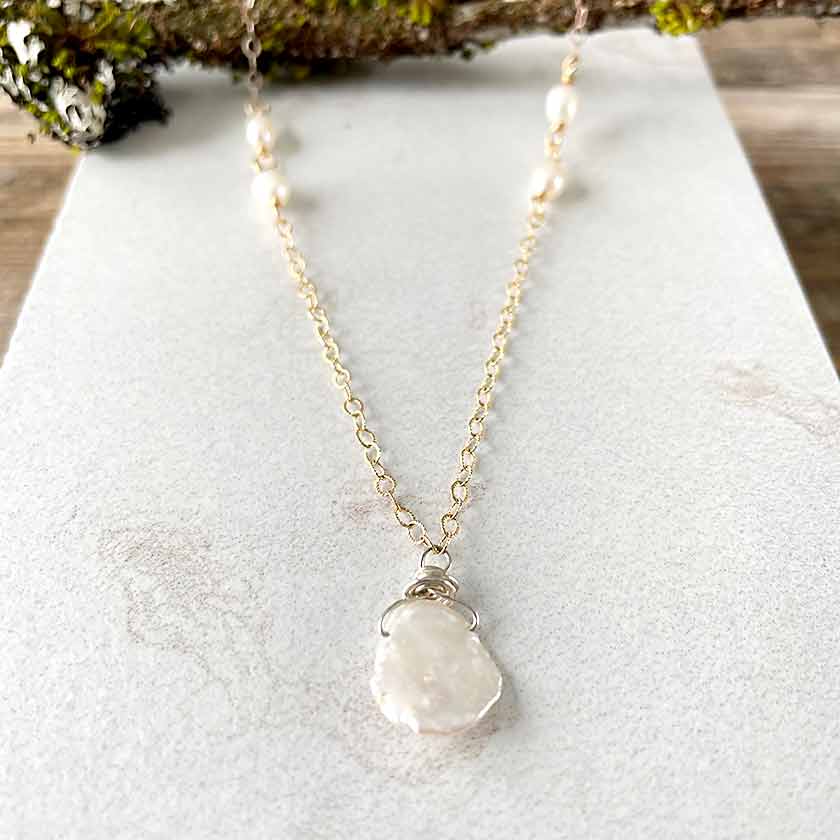 Silver And Pearl Gold Necklace