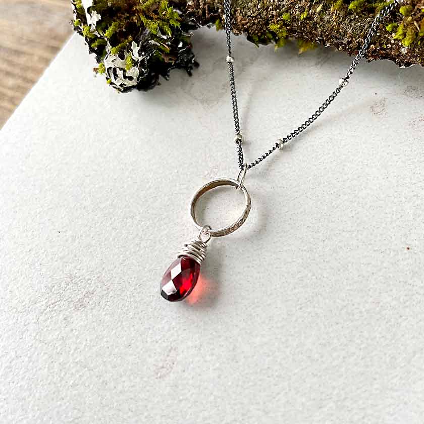Garnet Circle Necklace
