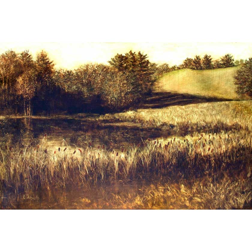 Oil Cold Wax Painting of Vermont Landscape