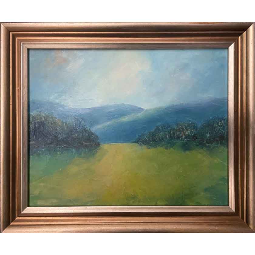 Oil and cold wax painting of Vermont by VT artist Laurie Alberts - DaVallia