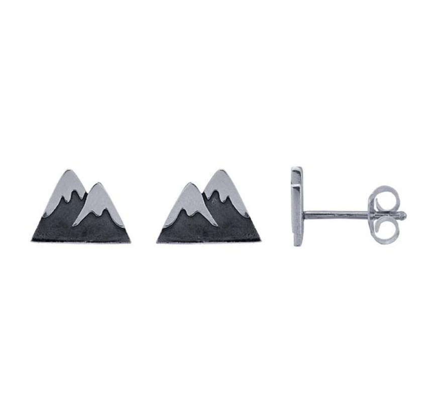 Sterling Silver Snow Cap Mountains Post Earrings