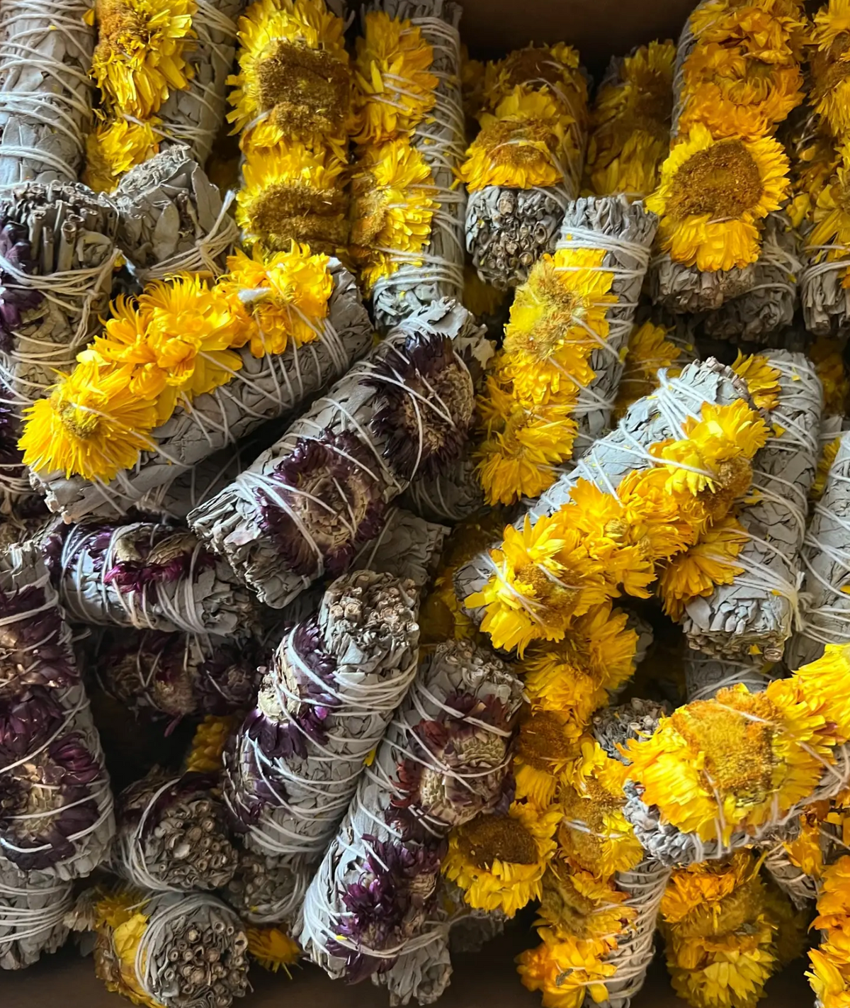 White Sage Smudge Stick With Sunflowers