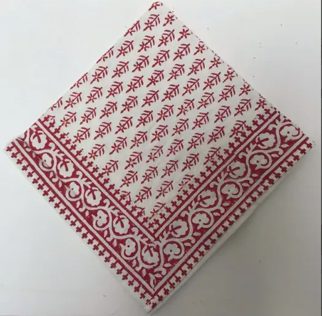 Hand-block Printed Winterberry Napkins - Set of 4