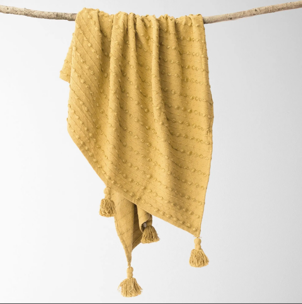 Cora Corded Throw with Tassels  Yellow