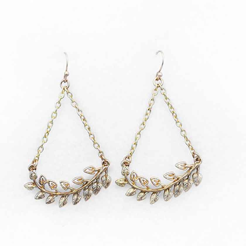 Antique Gold Chain Branch Earrings