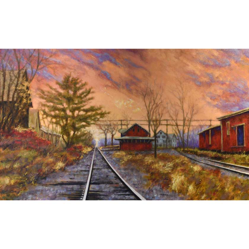 Original oil painting of Chester Vermont&#39;s train station
