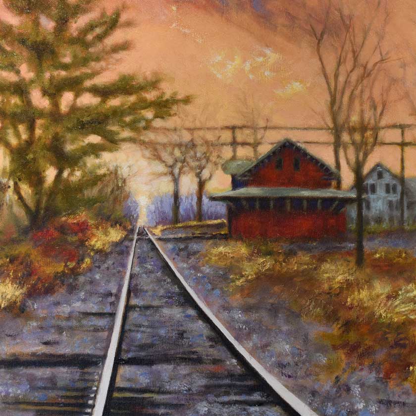 Original oil painting of Chester Vermont&#39;s train station