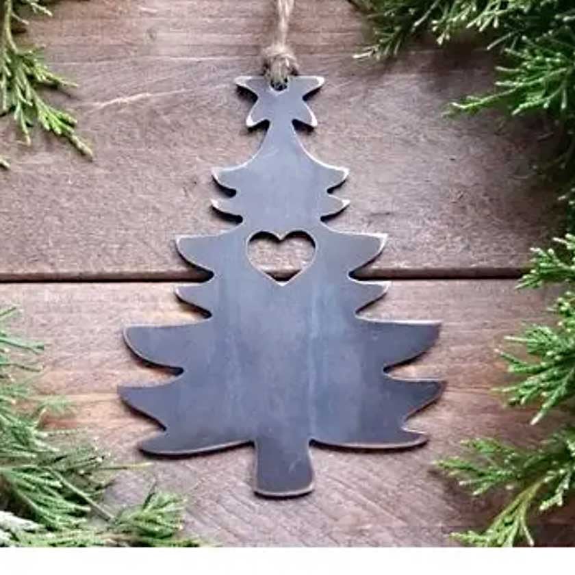 Rustic Steel Ornament - Christmas Tree