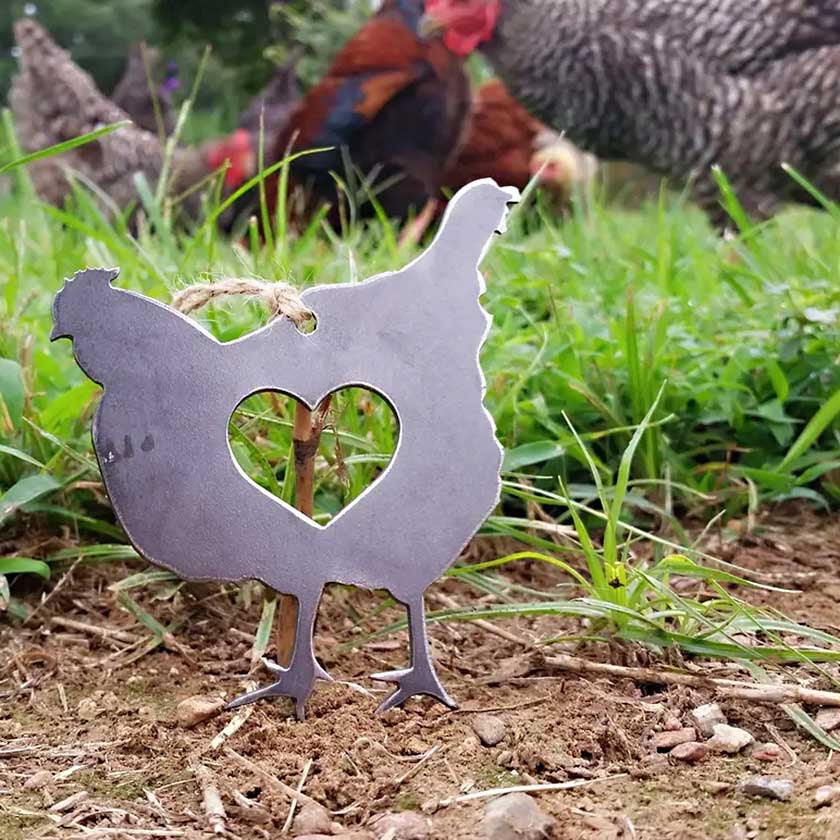 Rustic Steel Ornament - Hen