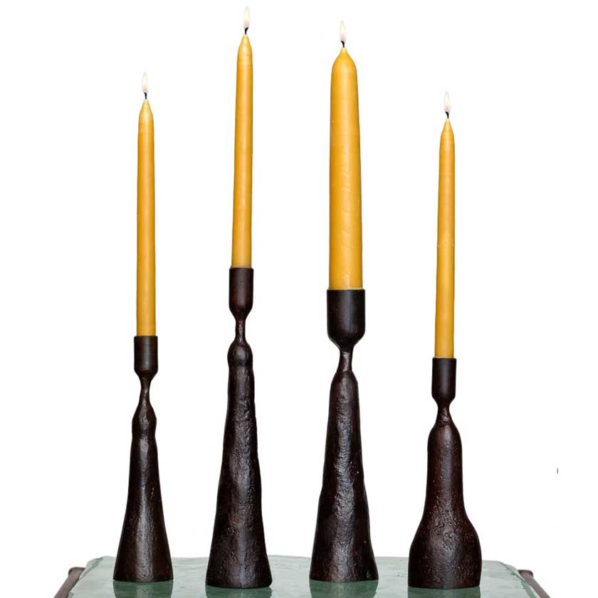 Chamberstick Candleholder in Smokey Black - DaVallia