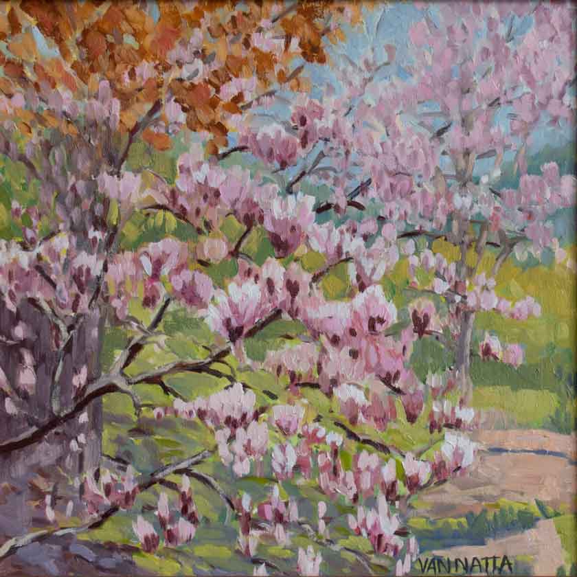 Oil painting of flowers near Woodstock Vermont at DaVallia Gallery