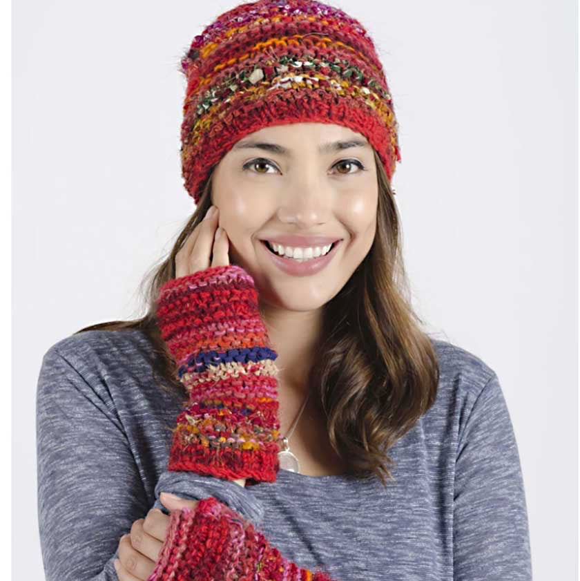 Recycled Silk Beanie - Red