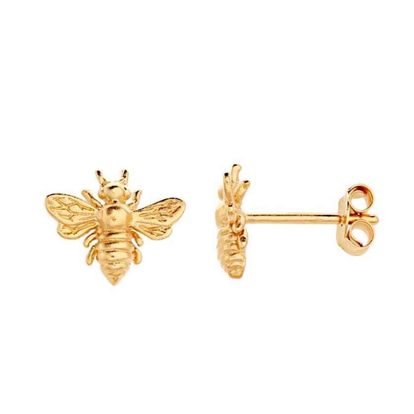 Gold Bee Post Earrings