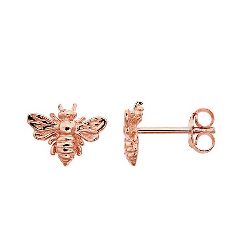 Rose Gold Bee Post Earrings