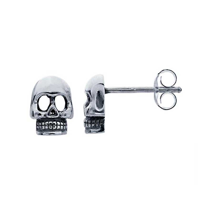 Sterling Skull Post Earrings