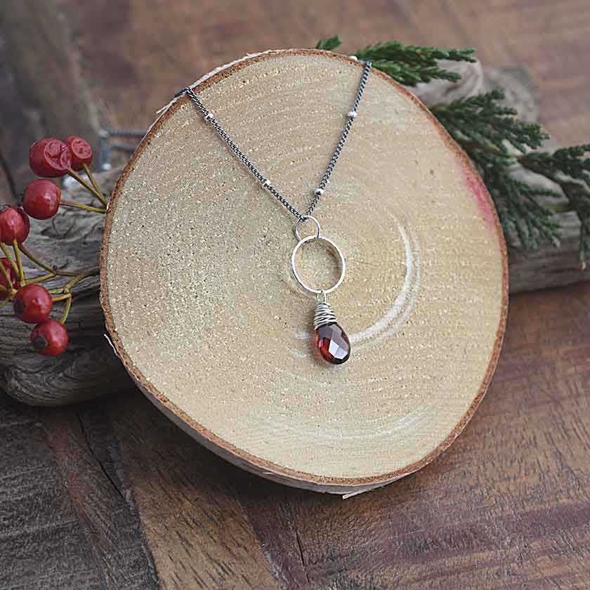 Garnet Circle Necklace
