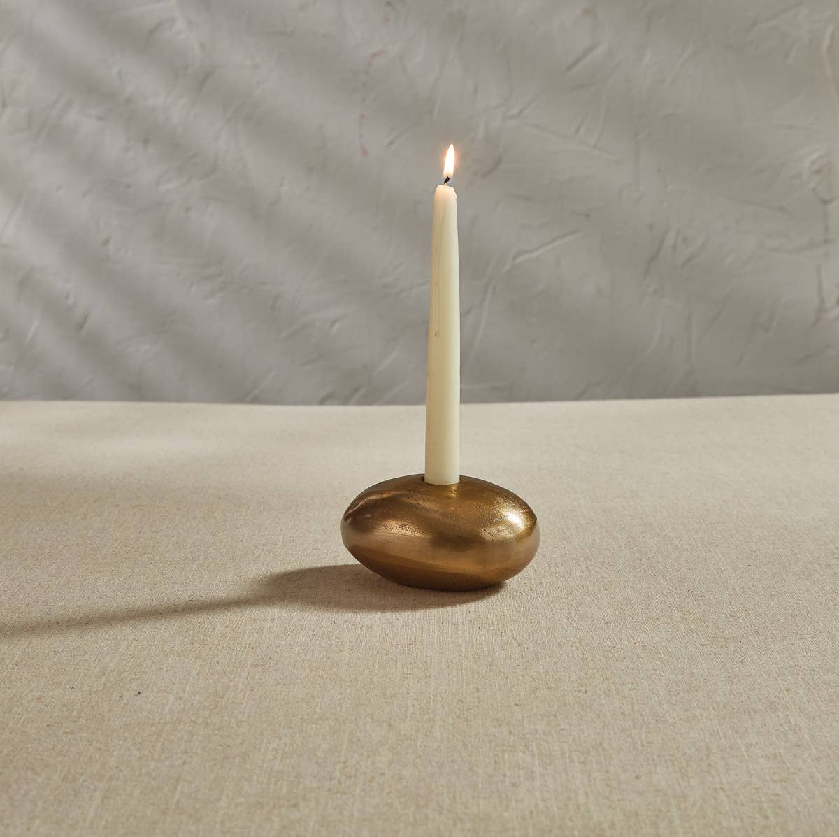 Gold Pebble Taper Candle Holder