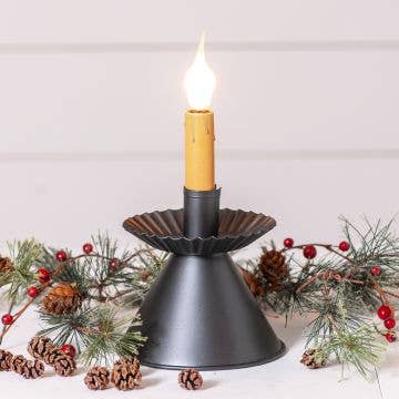 Chamberstick Candleholder in Smokey Black - DaVallia