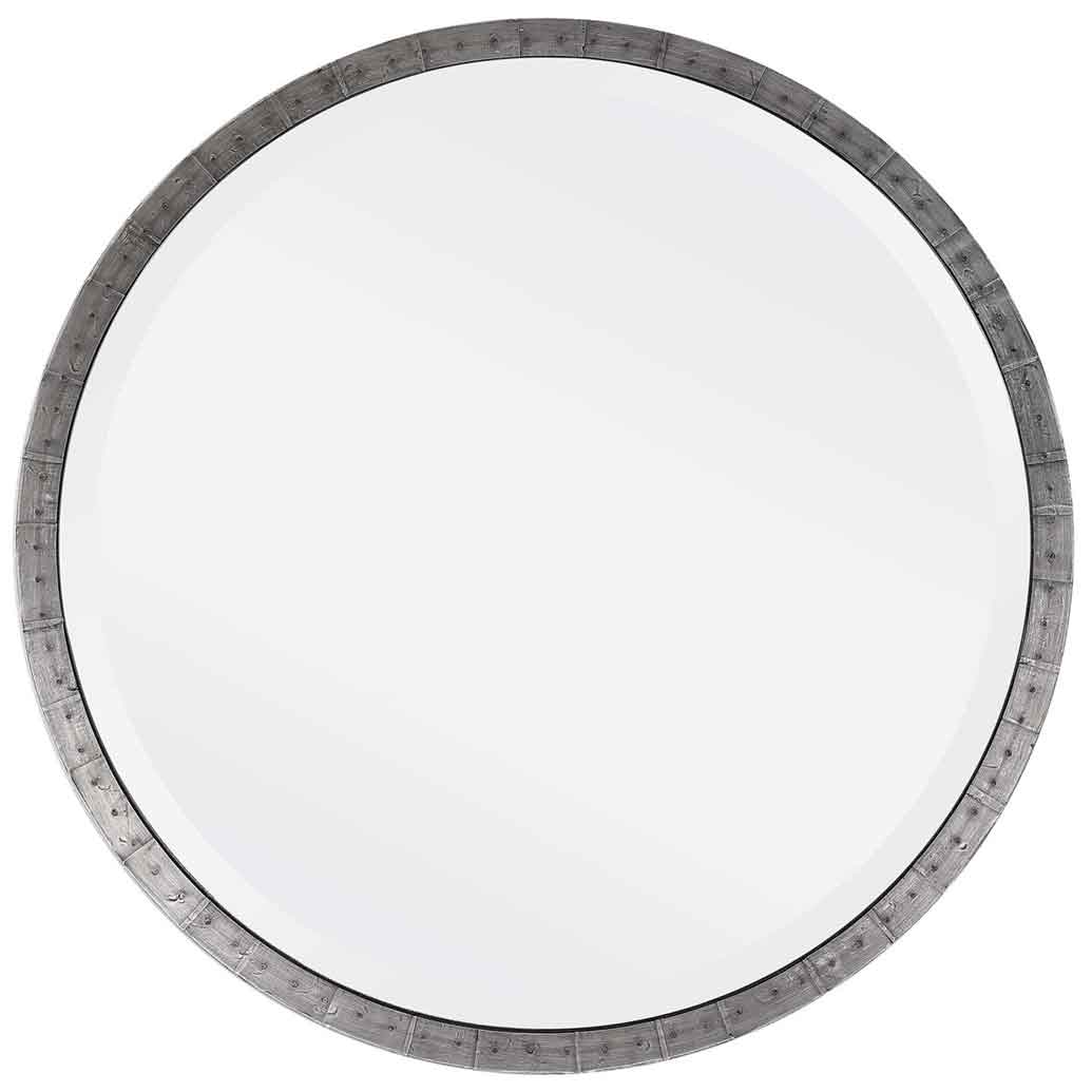 industrial style round mirror