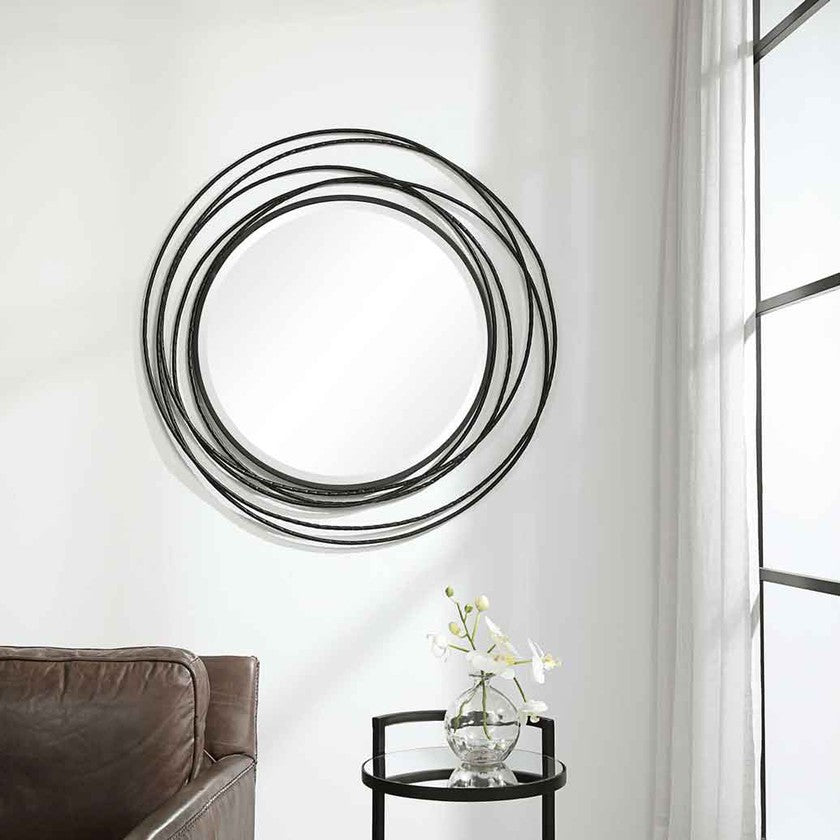 black metal designer mirror