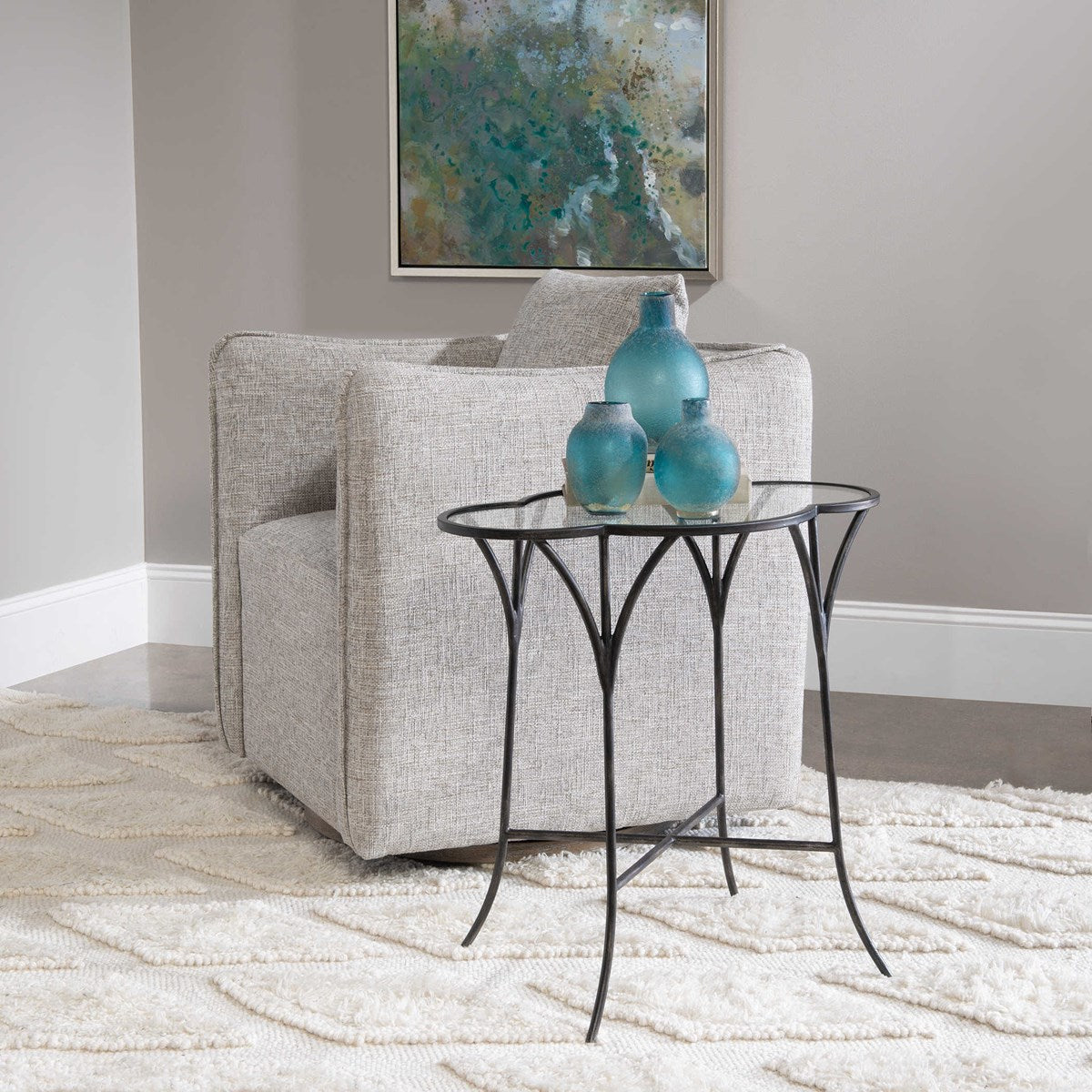 Scalloped Glass Top Accent Table